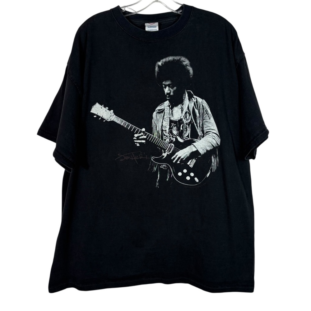 Jimi Hendrix Vintage Y2K Black Signature Silhouette Graphic T-Shirt XXL Reggae